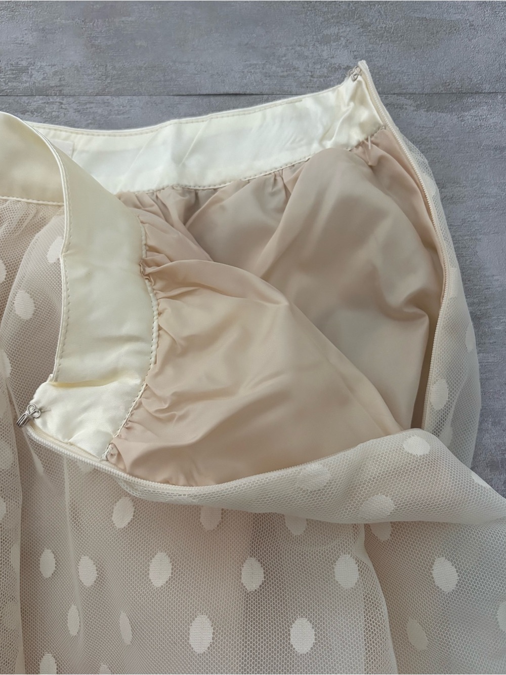 Tulip B Cream Polka Dot Tulle Skirt - Picture 3 of 8